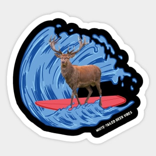 White-tailed Deer Beach Summer Vacation Surfing Sticker